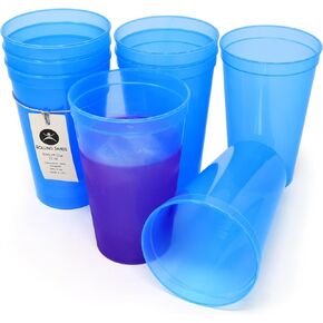 Rolling Sands 22 Ounce Reusable Plastic Stadium Cups Bachelorette Party, 8 Pack, Made in USA, BPA-Free Dishwasher Safe Plastic Tumblers