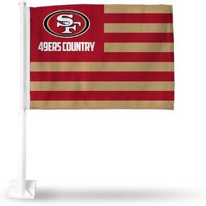 Rico Industries NFL San Francisco 49ers Country Double Sided Car Flag Double Sided Car Flag - 16' x 19' - Strong Pole that Hooks Onto Car/Truck/Automobile