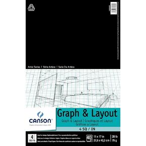 Canson Artist Series Graph and Layout Paper, 8 by 8 Blue Grid, Foldover Pad, 8.5x11 inches, 40 Sheets (20lb/75g) - Artist Paper for Adults and Students - Colored Pencil, Marker, Ink, Pen