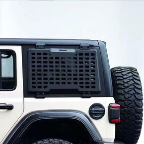 FURYENGRAVER Rear Window Storage Molle Panel Flank Kit Rear Window Protective Decoration for Jeep Wrangler 2018-2022 JL 4 Doors