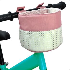 Kids Bike Basket, Soft Doll Bike Seat, Girls Bicycle Basket for Toy Doll Storage, Children's Bicycle Accessories for Balance Bikes, Children's Bicycles and Scooters(Pink Patchwork White)