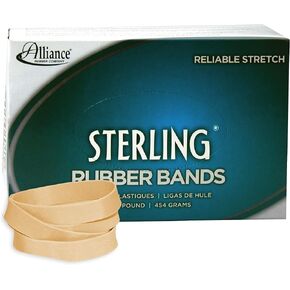 Alliance Rubber 24945 Sterling Rubber Bands Size #94, 1 lb Box Contains Approx. 140 Bands (3 1/2" x 3/4", Natural Crepe),Beige