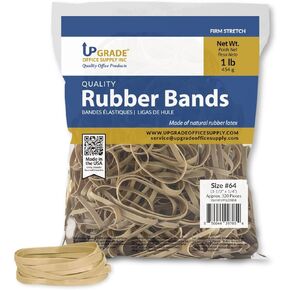 Upgrade Office Supply UPG22464CS Rubber Bands, Size #64 (3-1/2" x 1/4"), 1 lb. Bags - 20 lb. Case (20 Bags Total), Natural Crepe Color, Made in USA