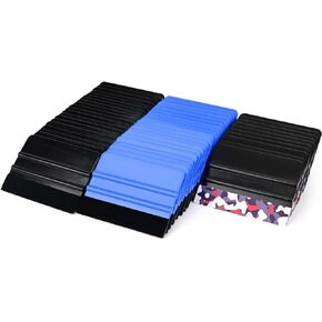 EHDIS 50pcs Vinyl Squeegee Bulk Felt Edge Squeegee 4 Inch Car Vinyl Scraper Decal Applicator Window Tint Tool with Black Fabric Felt Edge-Blue