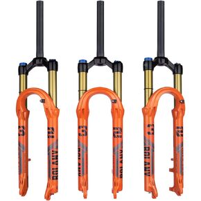 BOLANY 26/27.5/29inch Bike Suspension Fork 120mm Travel 28.6mm (1-1/8inch)*220mm Thread-Less Straight Steerer 9mm QR*100mm Spacing Disc Brake Version MTB Air Forks