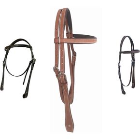 Majestic Ally Padded Leather Brow Band Headstall for Horses