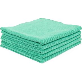 The Rag Company - The Pearl - Professional Microfiber Detailing Towel for Ceramic Coating Leveling and Sealant Removal, Safe and Scratch-Free with No Tags, 320GSM, 16in x 16in, Green (12-Pack)