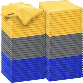 Nuenen 120 Pcs Microfiber Cleaning Cloths for Cars 15.75 x 15.75 Inch Ultra Absorbent Car Towels Drying Reusable Car Cleaning Supplies House Kitchen Window Microfiber Towel (Purple)
