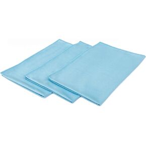 The Rag Company - Premium Window, Glass, Mirror & Chrome Detailing Towels - Professional Korean 70/30 Microfiber Blend, Lint-Free, Streak-Free, 350gsm, 16in. x 16in, Light Blue (5-Pack)