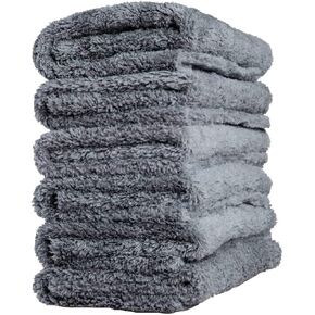 Edgeless Microfiber Towel Car Drying Wash Buffing 6Pack 16"x16" Ultra Plush 450gsm Detailing Cloth (Gray)