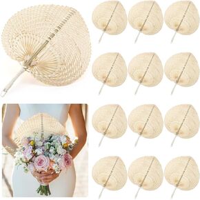 BBTO Woven Bamboo Fans Handmade Hand Weaving Fan Handheld Natural Raffia Hand Fans Bulk for Indoor Outdoor Summer Cooling Supplies Farmhouse Wall Decor Wedding Party Favors (32 Pieces)