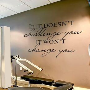 ملصق حائط للياقة البدنية من BATTOO - إذا لم يمثل تحديًا لك. It Wn't Change You - ديكور جدار الفصل الدراسي - ملصق حائط اقتباس ملهم (أسود، 30 بوصة WX21 H)