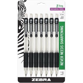 أقلام رصاص ميكانيكية Zebra® Z-Grip™، 0.7 مم، رقم 2 رصاص متوسط، أسطوانة شفافة، عبوة مكونة من 24 قلمًا in Kuwait