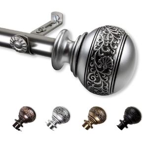 Rod Desyne 13/16" Nathan Single Curtain Rod, 28-48 inch, Satin Nickel