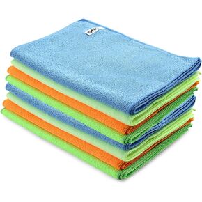 DNA MOTORING TOOLS-00260 Cleaning Towels Car Washing Microfiber Cloth for Auto Detailing Home Kitchen, 12x16 Inch, Yellow, Orange, Blue, Green, Pack of 48