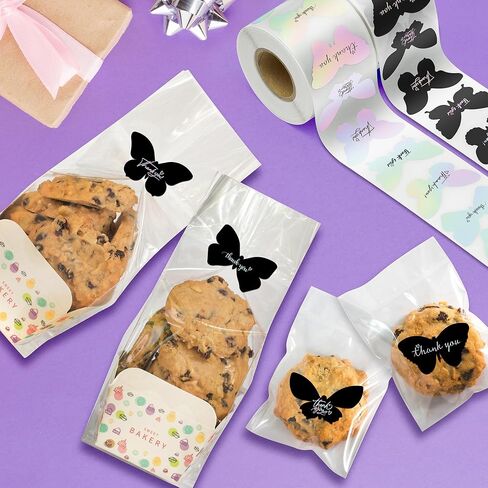 600 قطعة من ملصقات BunneDany ثلاثية الأبعاد على شكل فراشة شكرًا لك، بكرة مكونة من 6 تصميمات ملصقات لاصقة من رقائق قوس قزح للأعمال الصغيرة وأختام مغلفات وبطاقات الهدايا وعلامات الحرف اليدوية لحفلات الزفاف، 1.5 بوصة in Kuwait