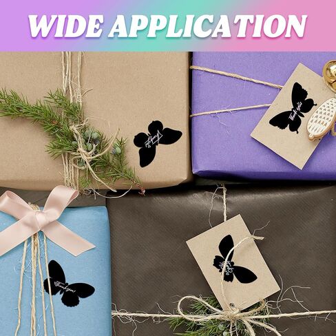 600 قطعة من ملصقات BunneDany ثلاثية الأبعاد على شكل فراشة شكرًا لك، بكرة مكونة من 6 تصميمات ملصقات لاصقة من رقائق قوس قزح للأعمال الصغيرة وأختام مغلفات وبطاقات الهدايا وعلامات الحرف اليدوية لحفلات الزفاف، 1.5 بوصة in Kuwait