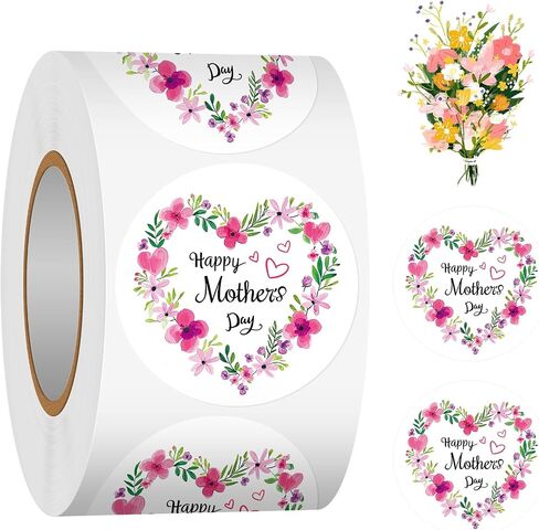 Happy Moyher's Day Sticker Roll, 500 PCS Label Stickers for Adults, 1.5 “ Gift Tag Stickers for Goodie Bags, Gift Favors Box, Envelope Seal, Cards, Party in Saudi Arabia