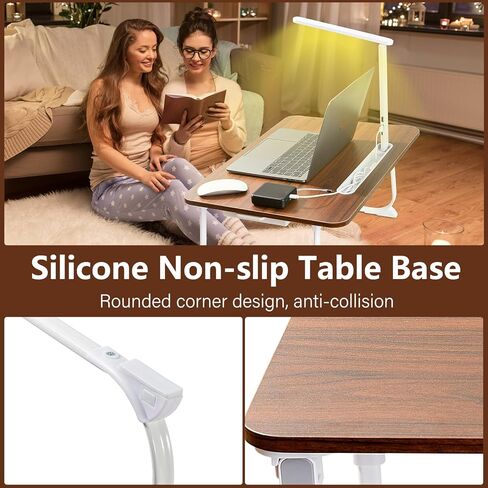 Laptop Desk for Bed Lap Desk with LED Desk Light, Adjustable Tablet Bed Table with Foldable Legs Storage Drawer, Breakfast Serving Tray Folding Laptop Stand Reading Holder for Sofa Couch Floor (BLACK) in Kuwait