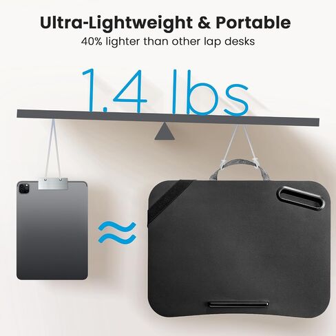 HUANUO Laptop Lap Desk Fits up to 15.6 inch Laptops, Lap Desk with Cushion, Phone Slot & Storage Bag, Portable Lightweight Lap Desk for Laptop, Black Laptop Desk for Home Office Dormitory in Saudi Arabia