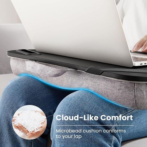 HUANUO Laptop Lap Desk Fits up to 15.6 inch Laptops, Lap Desk with Cushion, Phone Slot & Storage Bag, Portable Lightweight Lap Desk for Laptop, Black Laptop Desk for Home Office Dormitory in Saudi Arabia
