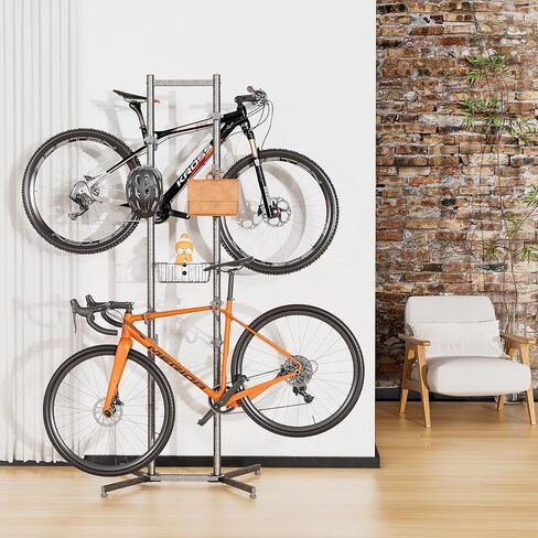 CXWXC 2-/4-Bike Storage Rack with Basket - Bike Rack Garage for Road, Mountain and Hybrid Bike Garage & Home (For 4 bikes) in Saudi Arabia