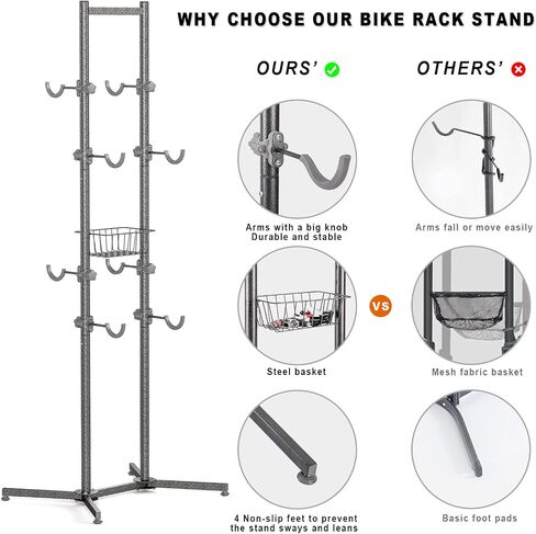 CXWXC 2-/4-Bike Storage Rack with Basket - Bike Rack Garage for Road, Mountain and Hybrid Bike Garage & Home (For 4 bikes) in Saudi Arabia