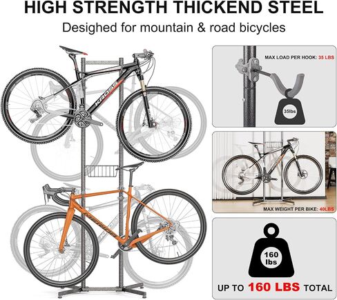 CXWXC 2-/4-Bike Storage Rack with Basket - Bike Rack Garage for Road, Mountain and Hybrid Bike Garage & Home (For 4 bikes) in Saudi Arabia