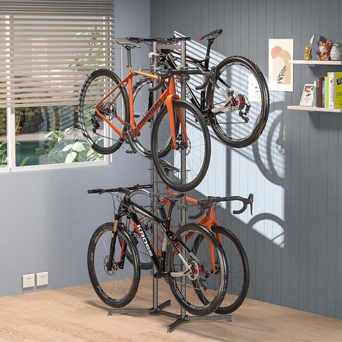 CXWXC 2-/4-Bike Storage Rack with Basket - Bike Rack Garage for Road, Mountain and Hybrid Bike Garage & Home (For 4 bikes) in Saudi Arabia