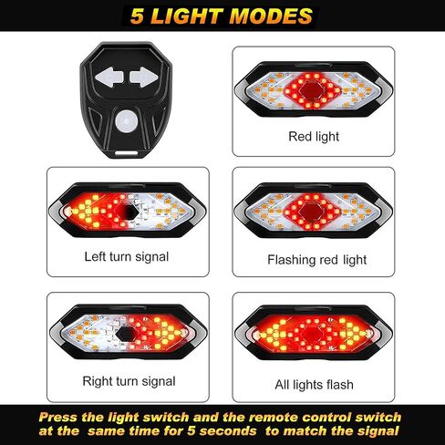 GOTINSN Bike Tail Light for Night Riding, Bicycle Rear Light with Turn Signals Wireless Waterproof Remote Control of Safety Warning Cycling Tail Light in Saudi Arabia