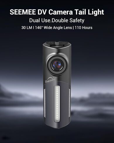 Magicshine SEEMEE DV ضوء خلفي للكاميرا، 1080P 146 درجة | USB-C قابل للشحن | بطارية 3400 مللي أمبير في الساعة وقت تشغيل يصل إلى 110 ساعات | IPX6 مقاوم للماء من الألومنيوم للدراجة الخلفية لراكبي الدراجات على الطرق الحضرية in Kuwait