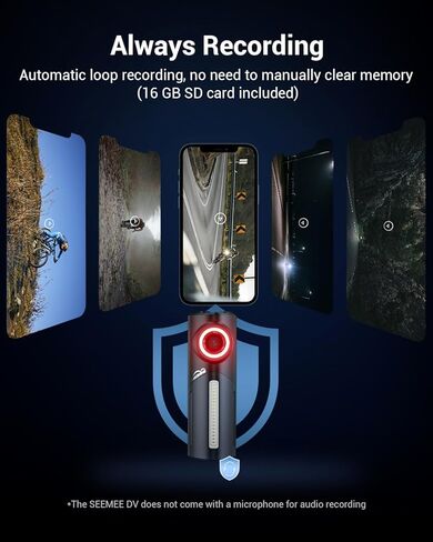Magicshine SEEMEE DV ضوء خلفي للكاميرا، 1080P 146 درجة | USB-C قابل للشحن | بطارية 3400 مللي أمبير في الساعة وقت تشغيل يصل إلى 110 ساعات | IPX6 مقاوم للماء من الألومنيوم للدراجة الخلفية لراكبي الدراجات على الطرق الحضرية in Kuwait