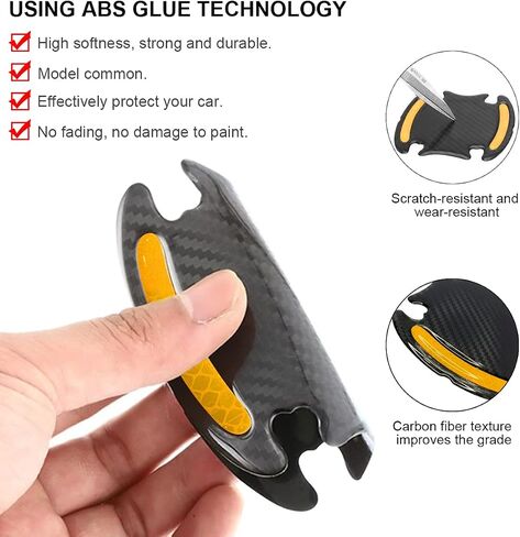 8 قطع من ملصقات عاكسة لأكواب مقبض السيارة، طبقة حماية من الخدش من ألياف الكربون ثلاثية الأبعاد لوعاء الباب، أشرطة حماية لغطاء الباب للرؤية الليلية، شارات تحذيرية عالمية لمعظم السيارات (أحمر) in Kuwait