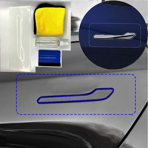 ملصق مقبض الباب من Tesla Model Y/Model 3 وطبقة PPF للحماية من الخدش، طبقة حماية طلاء حول مقبض الباب متوافقة مع Tesla Model Y/Model 3، أدوات مجموعة أدوات طلاء الطلاء الواقي من الخدش بمقبض الباب. in Kuwait