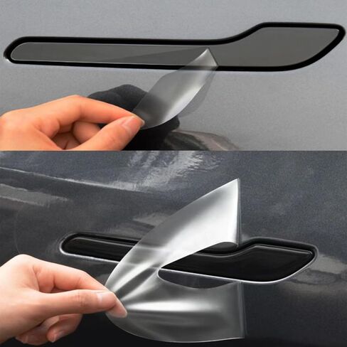 ملصق مقبض الباب من Tesla Model Y/Model 3 وطبقة PPF للحماية من الخدش، طبقة حماية طلاء حول مقبض الباب متوافقة مع Tesla Model Y/Model 3، أدوات مجموعة أدوات طلاء الطلاء الواقي من الخدش بمقبض الباب. in Kuwait