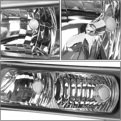 DNA MOTORING HL-OH-CS03-4P-BK-CL1 مصابيح أمامية سوداء متوافقة مع موديلات 2003-2006 Chevy Silverado/Avalanche Fit بدون تكسية المصنع in Saudi Arabia