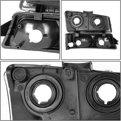 DNA MOTORING HL-OH-CS03-4P-BK-CL1 مصابيح أمامية سوداء متوافقة مع موديلات 2003-2006 Chevy Silverado/Avalanche Fit بدون تكسية المصنع in Saudi Arabia