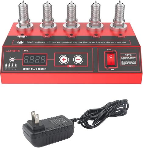 Spark Plug Tester, Automotive Dual Holes Spark Plug Tester Tool with Adjustable Dual Holes Ignition Tester and Protective Cover Spark Plug 0 to 6000rpm Adjustable for 12mm Spark Plug in Kuwait