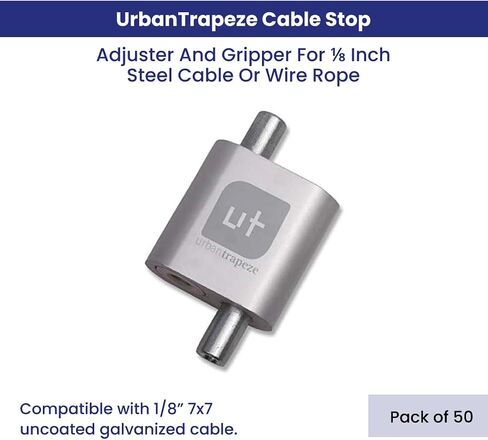 توقف كابل UrbanTrapeze 3.0 - أداة ضبط ومقبض لكابل فولاذي أو حبل سلكي مقاس ⅛ بوصة - لا حاجة إلى أداة تجعيد - عبوة من 25 قطعة in Saudi Arabia
