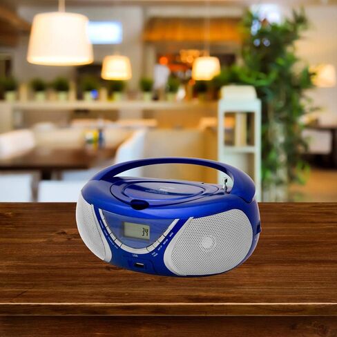 HANNLOMAX HX-321CD3 Boombox CD/MP3 المحمول، راديو AM/FM، بلوتوث، منفذ USB لتشغيل MP3، مدخل Aux-in (أزرق) in Saudi Arabia