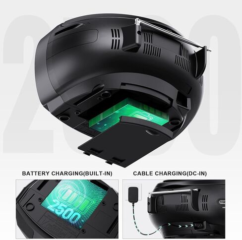 مشغل أقراص مضغوطة بلوتوث Boombox، صندوق ذراع Herneum قابل لإعادة الشحن مع راديو FM / صوت ستيريو / مقبس سماعات الرأس، مشغل أقراص مضغوطة محمول للأماكن الداخلية والخارجية (أسود) in Kuwait