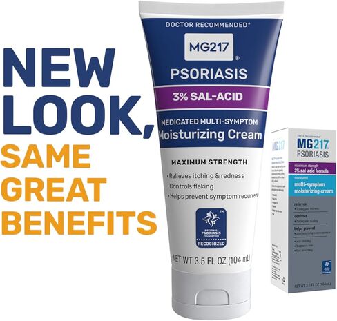 MG217 Medicated Moisturizing Psoriasis Cream with 3% Salicylic Acid, Multi-Symptom, Fragrance Free, 3.5 Fl Oz in Kuwait