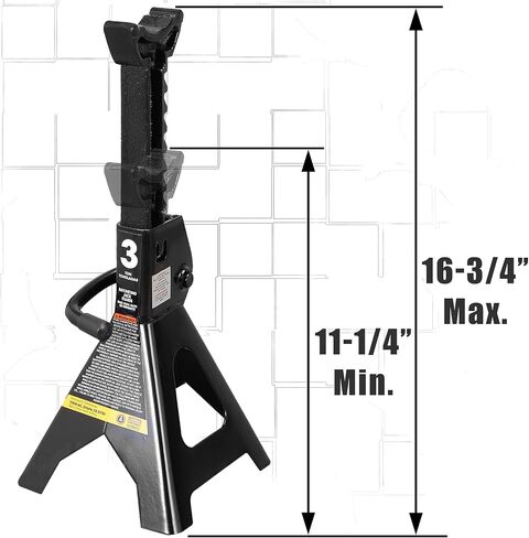 Torin AT43202B Steel Jack Stands: 3 Ton (6,000 lb) Capacity, Black, 1 Pair in Saudi Arabia