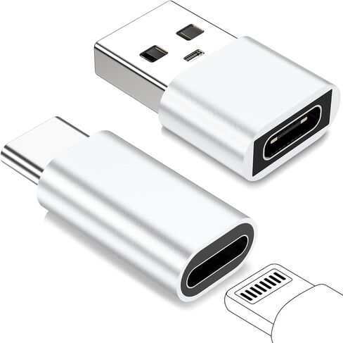 for Lightning to USB C Adapter & USB A to USB C Adapter, 27W Fast Charging&Transfer Data,Converter to USB C for iPhone 15/14/13,for iPad Pro Air,for AirPods,Samsung S23,Pixel,Car (2 Pack,Blue) in Saudi Arabia