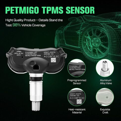 Tire Pressure Sensor 315MHz TPMS Sensor for Toyota/Sequoia/Tundra/Sienna Replaces 42607-0C070 42607-08010 42607-0C050 (4PCS) in Saudi Arabia