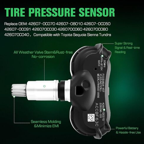 Tire Pressure Sensor 315MHz TPMS Sensor for Toyota/Sequoia/Tundra/Sienna Replaces 42607-0C070 42607-08010 42607-0C050 (4PCS) in Saudi Arabia