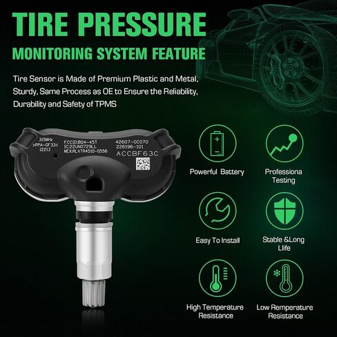Tire Pressure Sensor 315MHz TPMS Sensor for Toyota/Sequoia/Tundra/Sienna Replaces 42607-0C070 42607-08010 42607-0C050 (4PCS) in Saudi Arabia