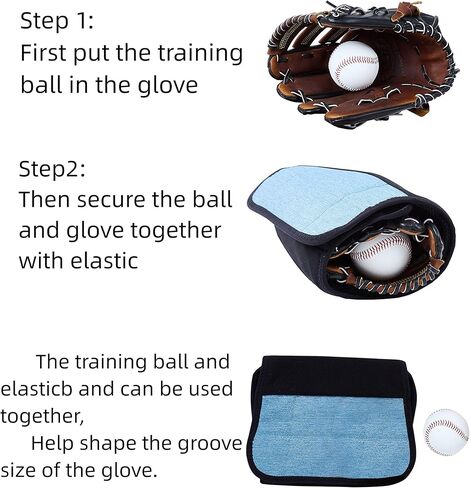مطرقة قفازات من قطعة واحدة للبيسبول والبيسبول من Yuyongshuai، أداة تشكيل قفازات البيسبول والكرة اللينة، لفافة القفازات، حزام قفازات البيسبول والكرة اللينة، مجموعة من 3 قطع، تناسب جميع القفازات. in Kuwait