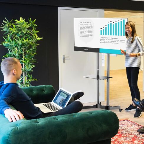 عربة تلفزيون متنقلة PPQ لشاشات LED مسطحة مقاس 32-65 بوصة/أجهزة تلفزيون منحنية يصل وزنها إلى 132 رطلاً، وحامل أرضي متدحرج مع رف قابل للتعديل للارتفاع، وحامل تلفزيون قابل للإمالة في الهواء الطلق مع عجلات قفل بحد أقصى. فيسا 600x400 ملم in Kuwait