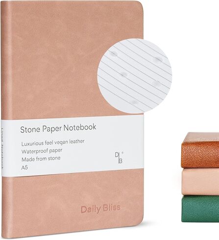 Daily Bliss Stone Paper Journal Premium A5 Hardcover Vegan Leather Notebook Journal | 160 Pages | Premium Quality Professional Notebook For Men and Women |Comes With Gift Box Waterproof Notebook in Kuwait